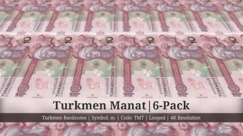 Videohive - Turkmen Manat | Turkmenistan Currency - 6 Pack | 4K Resolution | Looped - 35369249