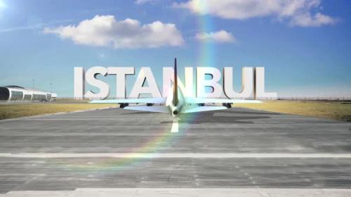 Videohive - Commercial Airplane Landing Capitals And Cities Istanbul - 35280697