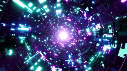 Videohive - Glittering Neon DJ Loop Sci Fi Tunnel - 35286947