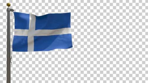 Videohive - Shetland City Flag (UK) on Flagpole with Alpha Channel - 4K - 35369818