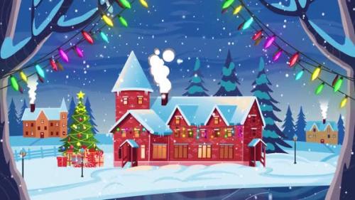 Videohive - Beautiful Winter Night Landscape _ Christmas Animation - 35370335