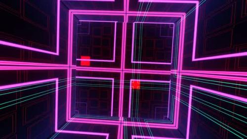 Videohive - Vj Loop Surreal Rotating Neon Cube 02 - 35371126