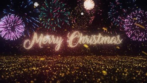 Videohive - Merry Christmas With Fireworks 2 - 35291868