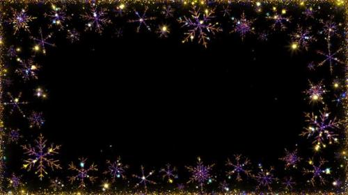 Videohive - Gold Snowflakes Frame - 35298996