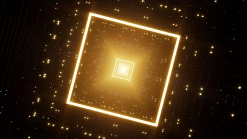 Videohive - Yellow Glittering Square Tunnel Rotating VJ Loop - 35299261
