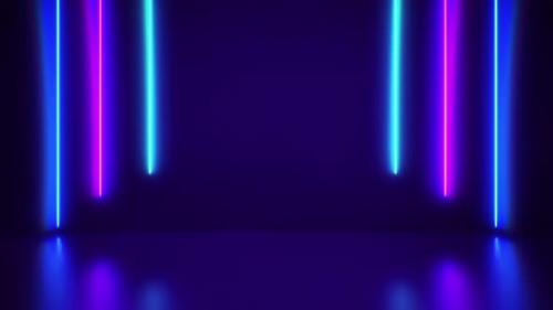 Videohive - Futuristic Abstract Blue And Purple Neon Line Light Shapes On colorful background. - 35301154