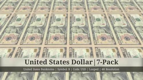Videohive - United States Dollar | US Amercian Currency - 7 Pack | 4K Resolution | Looped - 35303625