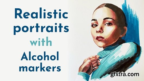 Realistic portraits with alcohol markers