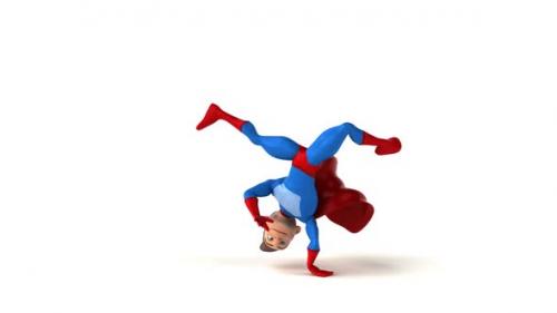 Videohive - Fun 3D cartoon superhero doing breakdance - 35465105