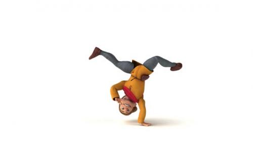 Videohive - Fun 3D cartoon medieval man doing breakdance - 35465683