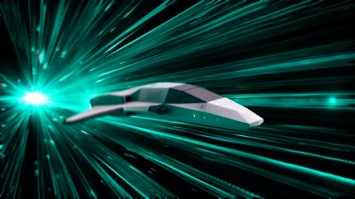 Videohive - 3d animation of spacecraft of the future in Hyperspace Jump - 35425380