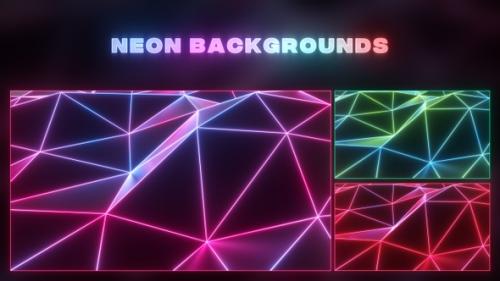 Videohive - Neon Glowing Polygonal Shapes Pack - 35425614