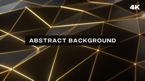 Videohive - Dark Polygonal Shape With Gold Lines Background - 35425680