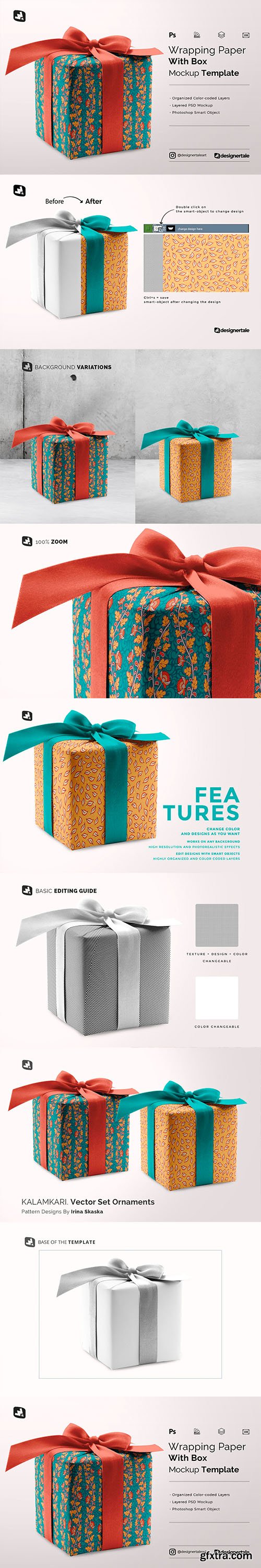CreativeMarket - Wrapping Paper Mockup With Box 5042463