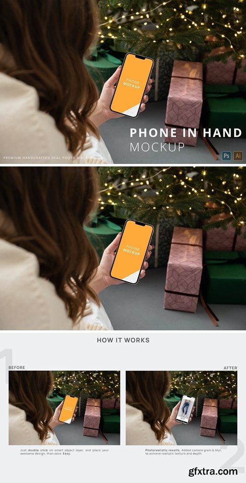 iPhone 13 Pro Max in Hand Christmas Tree Mockup