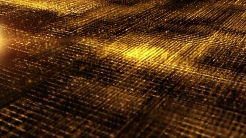 Videohive - Futuristic Golden Matrix Grid Particles Background - 35542208