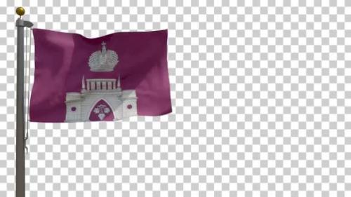 Videohive - Tsaritsyno District Flag (Russia) on Flagpole with Alpha Channel - 4K - 35526875