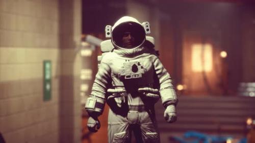 Videohive - Astronaut at Underground Metro Subway - 35536513