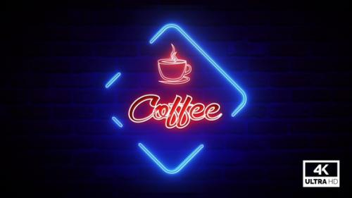 Videohive - Coffee Neon Sign Animation Background - 35541787