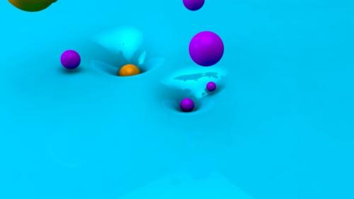 Videohive - Swallows Falling Colored Balls on Blue Background - 34344182