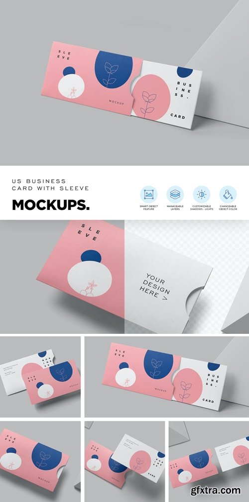 US Business Card with Sleeve Mockups