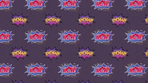 Videohive - Animation of multiple vintage comic cartoon speech bubbles with Pow! and Wow! text moving - 35624289