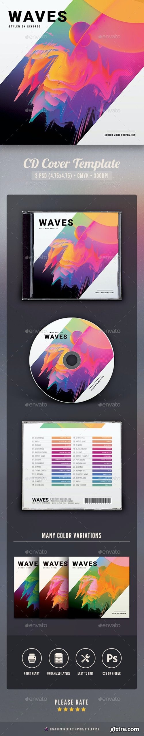 GraphicRiver- Waves CD Cover Artwork 34444435