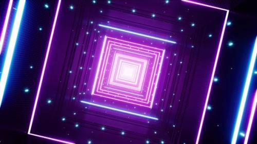 Videohive - Neon Light Square Tunnel VJ Loop - 35633004