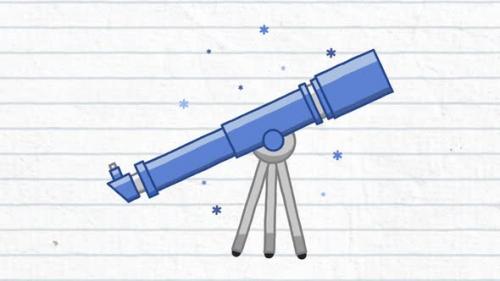 Videohive - Animation of a telescope on blue lines on a white background - 35624257