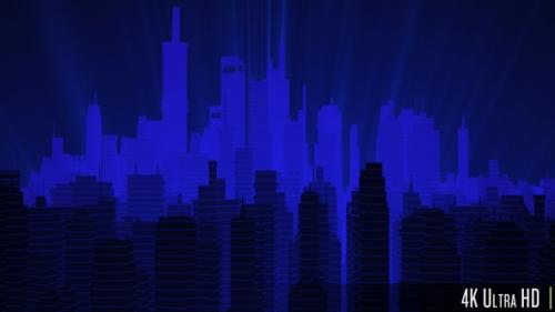 Videohive - 4K Silhouette of City Nightlife Skyline - 35625231