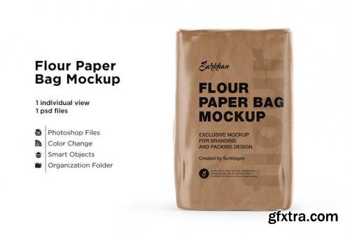Kraft paper flour bag mockup