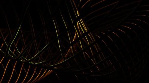 Videohive - Twisted orange and yellow 3D stripes spinning endlessly - 35619329