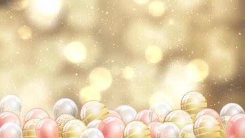 Videohive - Gold Glitter Balloons With Bokeh - 35621426