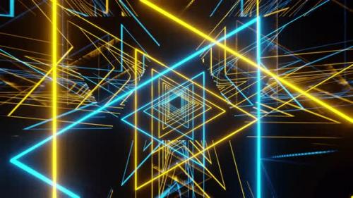 Videohive - Neon Party Triangles Background Vj Loop 4K - 35621542