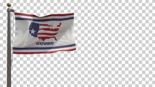 Videohive - Oxnard City Flag (California, USA) on Flagpole with Alpha Channel - 4K - 35621596