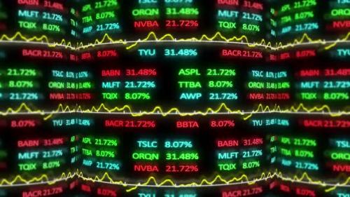 Videohive - Animation of stock market display with stock market tickers and graphs 4k - 35623565
