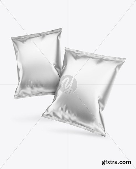 Two Matte Metallic Snack Packages Mockup 81635