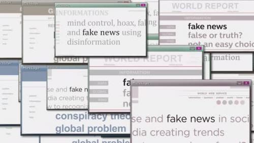 Videohive - Pop up windows with fake news and hoax information seamless looped - 35563374