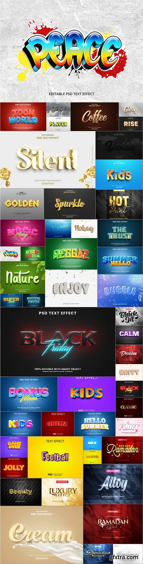 Bundle 3d text style effect in psd vol 12