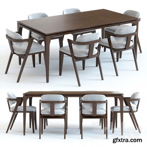 West Elm Adam Court Table and Chairs 3d model