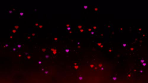 Videohive - Colorful hearts floating on crimson abstract background - 35760180