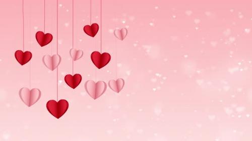Videohive - Red and pink heart paper cut bouncing with pastel heart background for valentines festival of love - 35760183