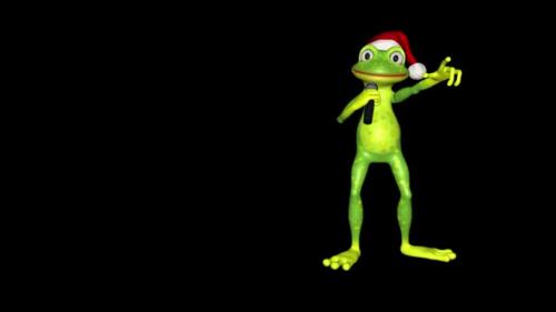 Videohive - Frog Sings Christmas Looped Alpha Channel - 35782954