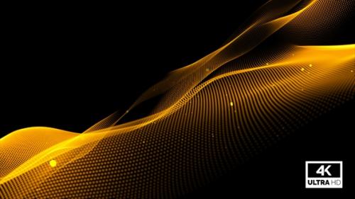Videohive - Golden Particles Wave Flow Background Animation Looped V17 - 35784799