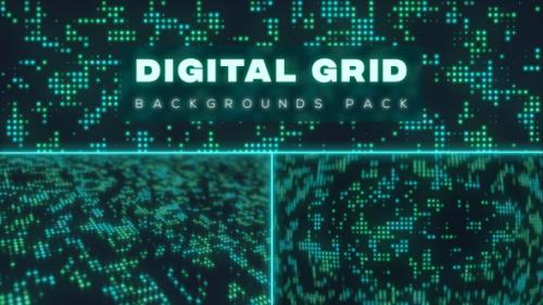 Videohive - Digital Glowing Dots Grid Backgrounds - 35651767