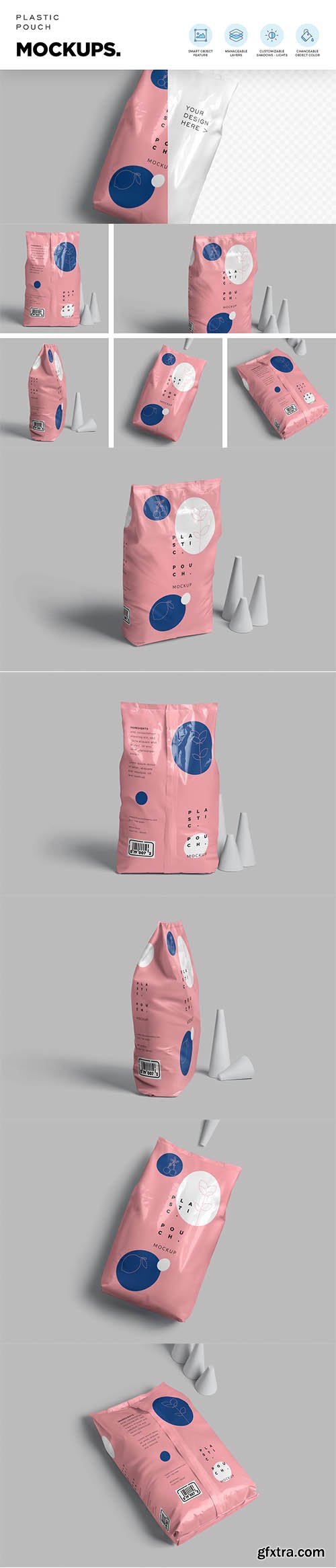 CreativeMarket - Plastic Packaging Pouch Mockups 6859933