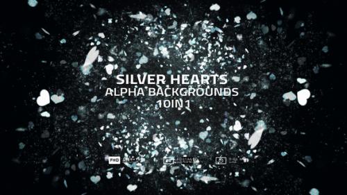 Videohive - Silver Hearts Alpha Backgrounds 10in1 - 35639684