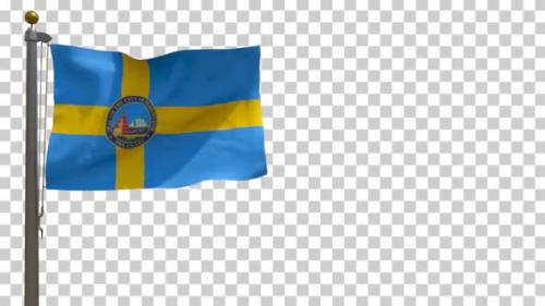 Videohive - Wilmington City Flag (Delaware, USA) on Flagpole with Alpha Channel - 4K - 35637142
