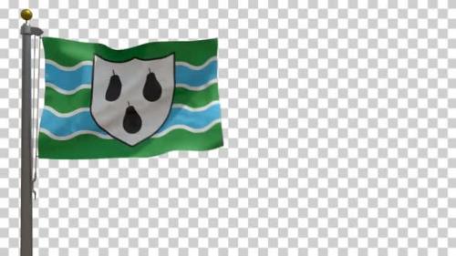 Videohive - Worcestershire City Flag (UK) on Flagpole with Alpha Channel - 4K - 35637146