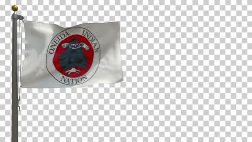 Videohive - Oneida Nation Flag / Native American Flag on Flagpole with Alpha Channel - 4K - 35637149